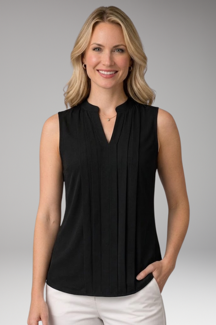 Women's Sleeveless Blouse with Split Neck