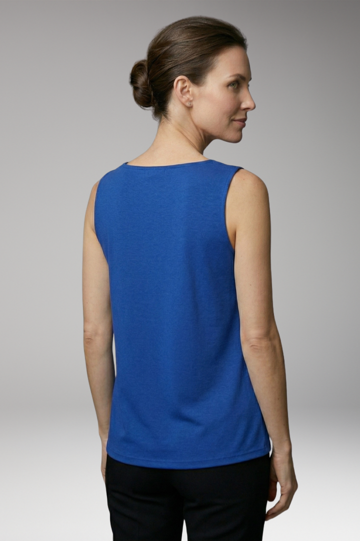 Women’s Sleeveless Blouse with Square Neck and Pleated Front