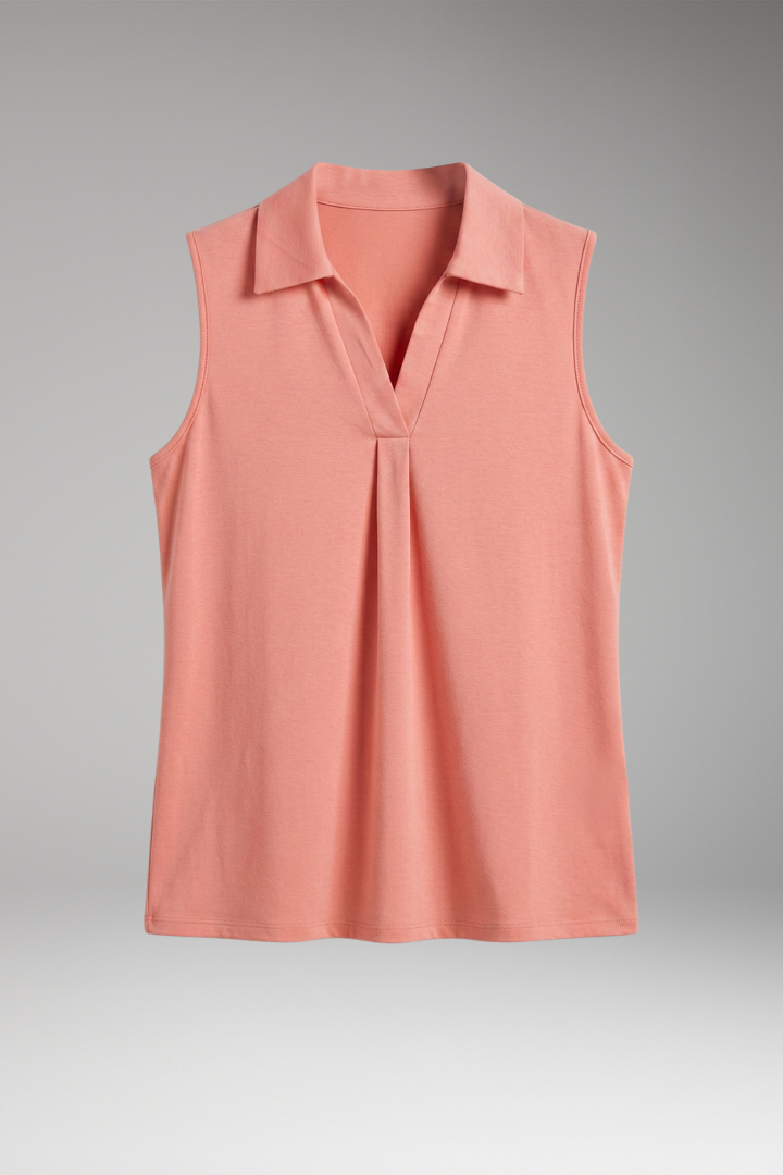 Women's Sleeveless Blouse with V-neck Collar and Relaxed Fit
