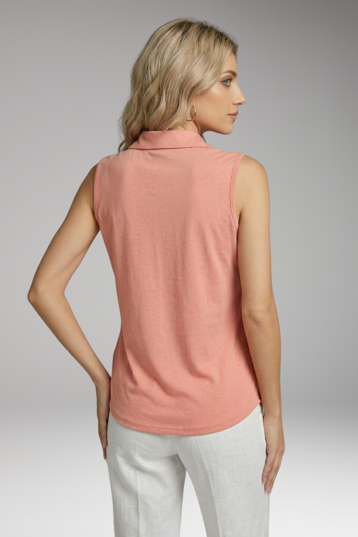 Women's Sleeveless Blouse with V-neck Collar and Relaxed Fit