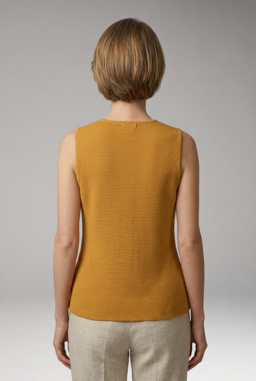 Women's Sleeveless Blouse with V Neck and Button Front