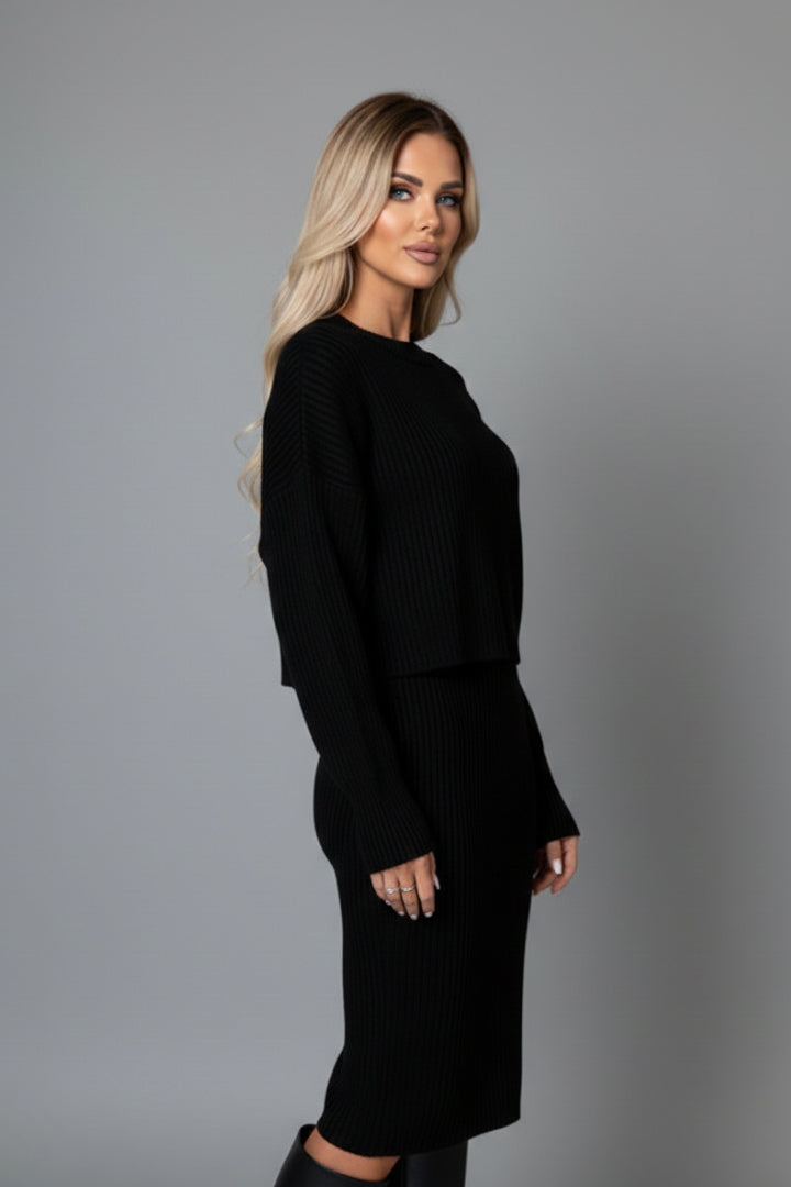 Women's Sleeveless Dress with Matching Jumper and Round Neckline