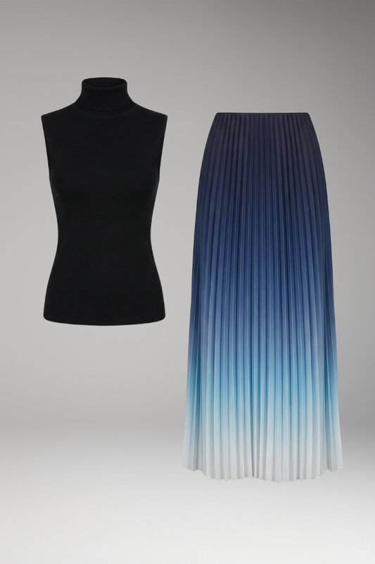 Women's Sleeveless Evening Dress with Pleated Skirt