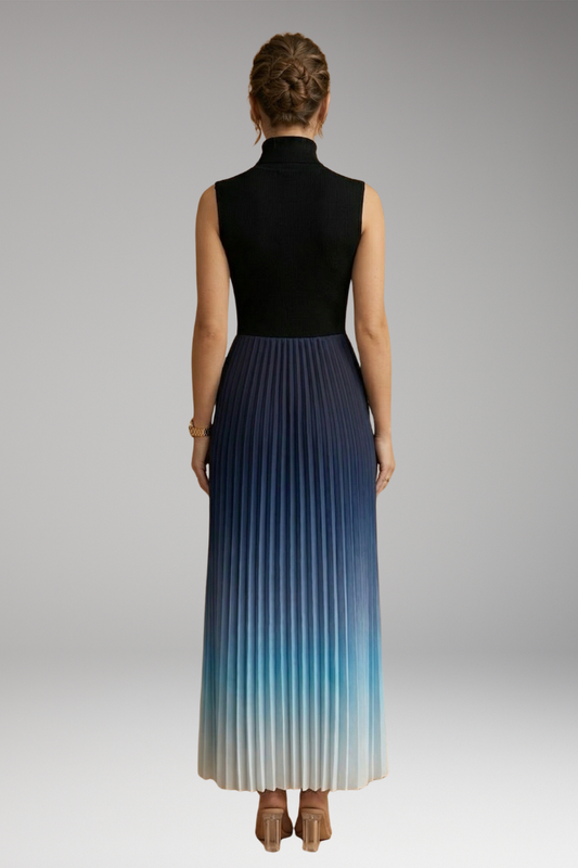 Women's Sleeveless Evening Dress with Pleated Skirt