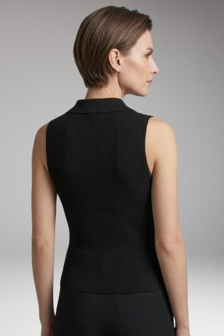 Women’s Sleeveless Polo Shirt with Zipper and Collar