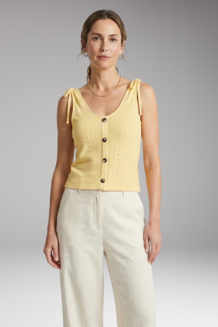 Women's Sleeveless Top with Button Closure