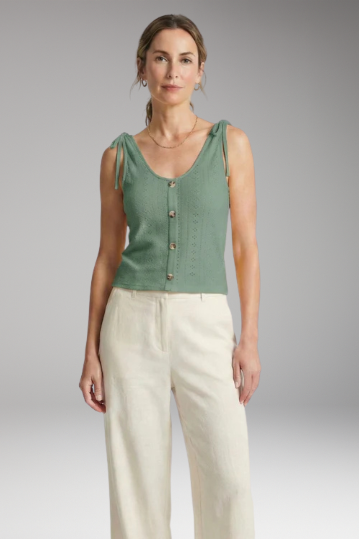 Women's Sleeveless Top with Button Closure
