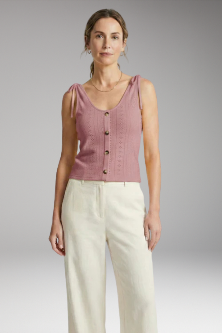 Women's Sleeveless Top with Button Closure