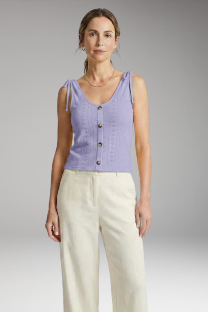Women's Sleeveless Top with Button Closure