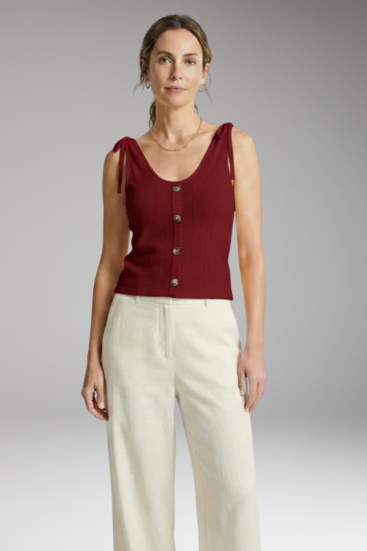 Women's Sleeveless Top with Button Closure
