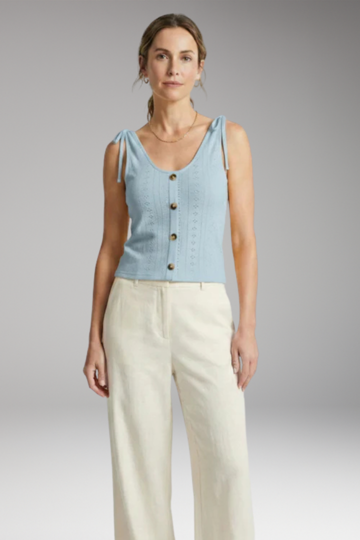 Women's Sleeveless Top with Button Closure
