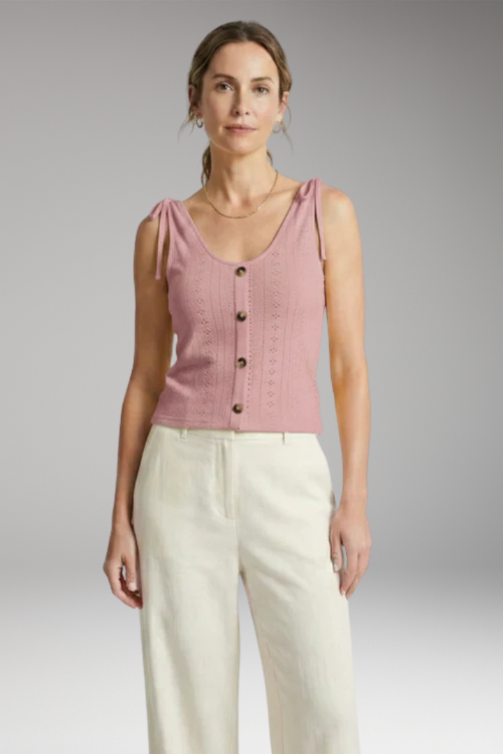 Women's Sleeveless Top with Button Closure