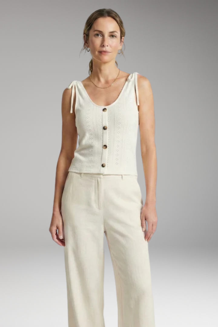 Women's Sleeveless Top with Button Closure