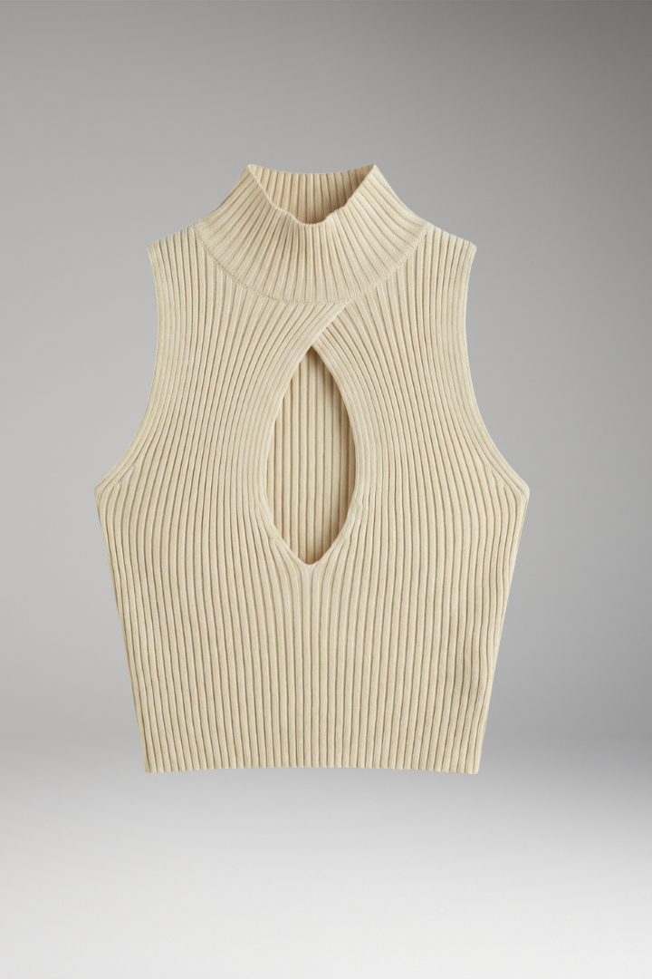 Women’s Sleeveless Top with High-Neck and Keyhole