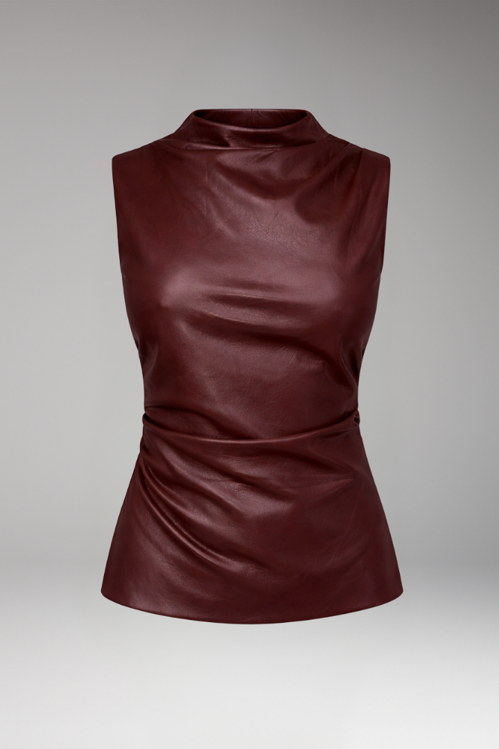 Women’s Sleeveless Top with High Neck and Plain Surface