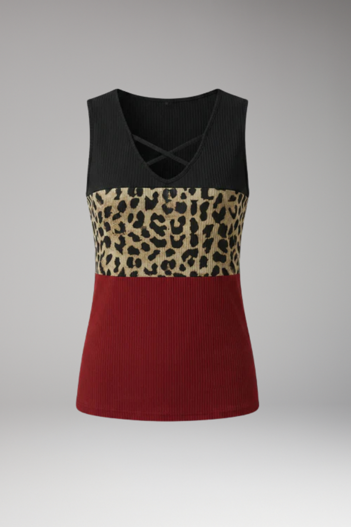 Women's Sleeveless Top with Pattern Panel