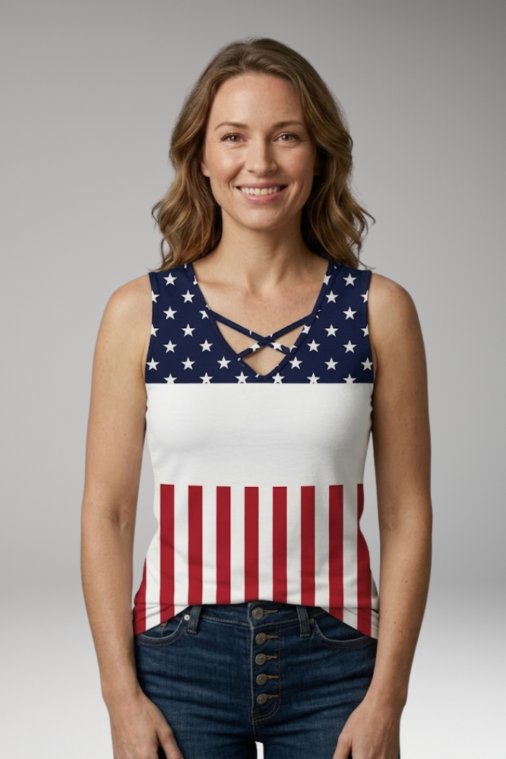 Women's Sleeveless Top with Pattern Panel