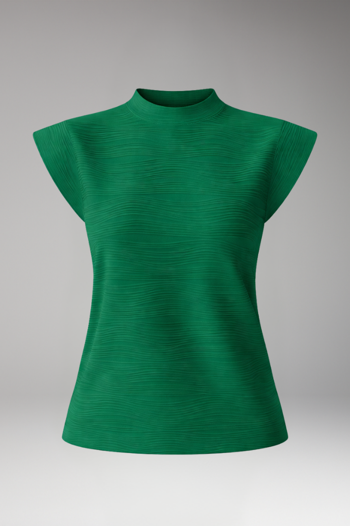 Women’s Sleeveless Top with Round Neck and Textured Surface