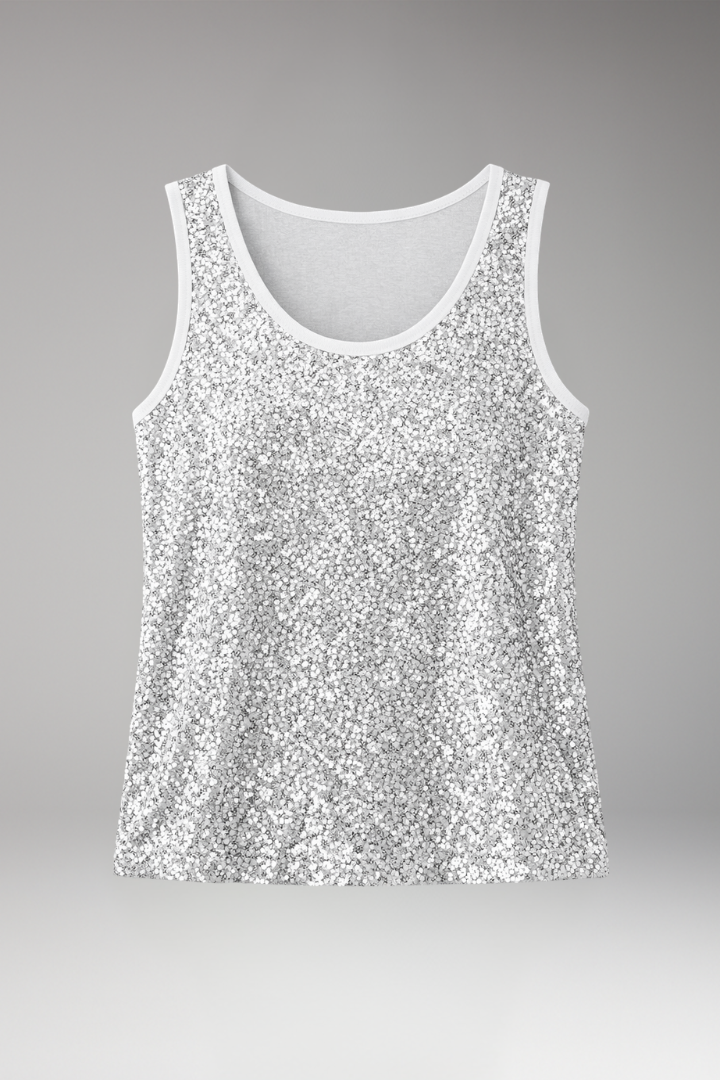 Women’s Sleeveless Top with Round Neck and Textured Surface