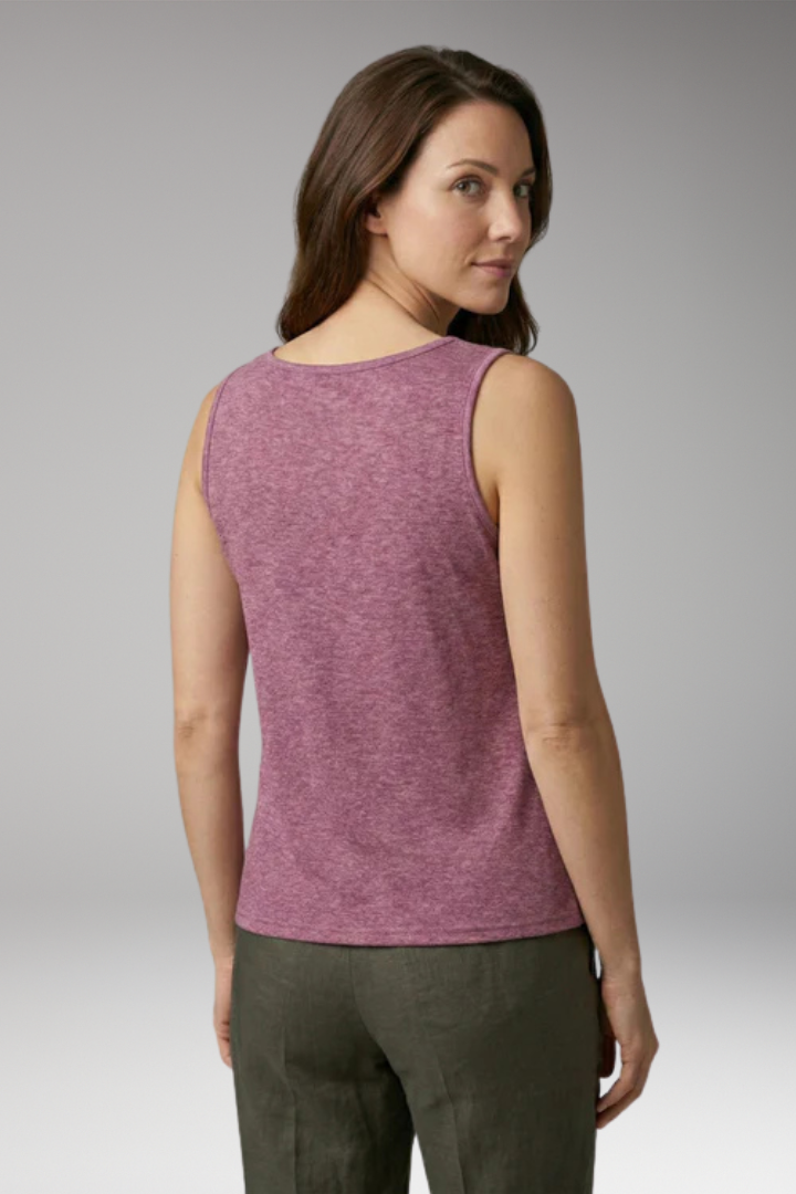 Women's Sleeveless Top with Round Neckline and Button Details