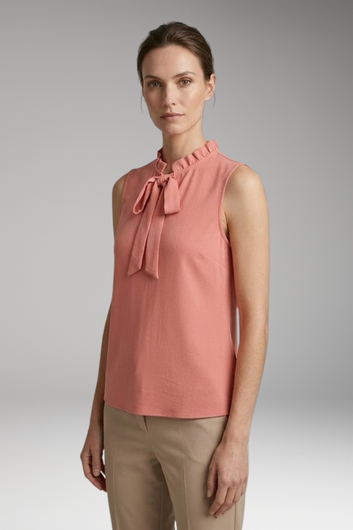 Women’s Sleeveless Top with Ruffle and Tie Detail