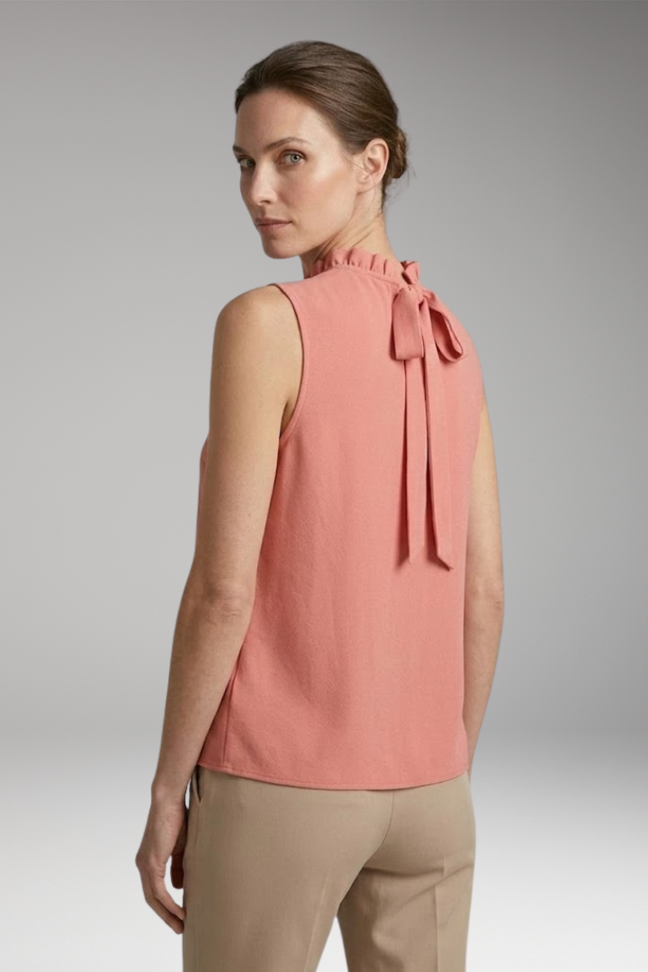 Women’s Sleeveless Top with Ruffle and Tie Detail