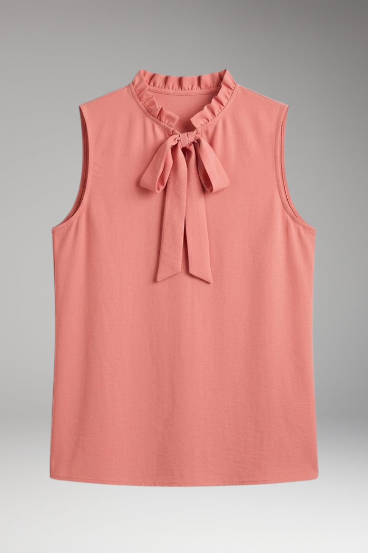 Women’s Sleeveless Top with Ruffle and Tie Detail