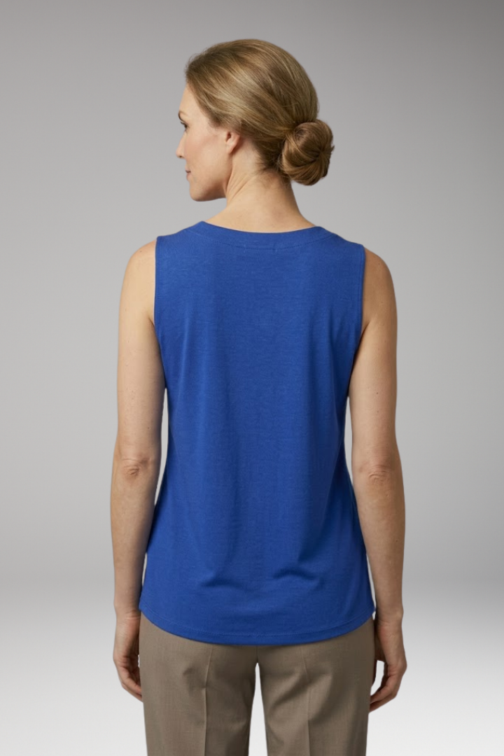 Women's Sleeveless Top with Square Neck and Pleated Front