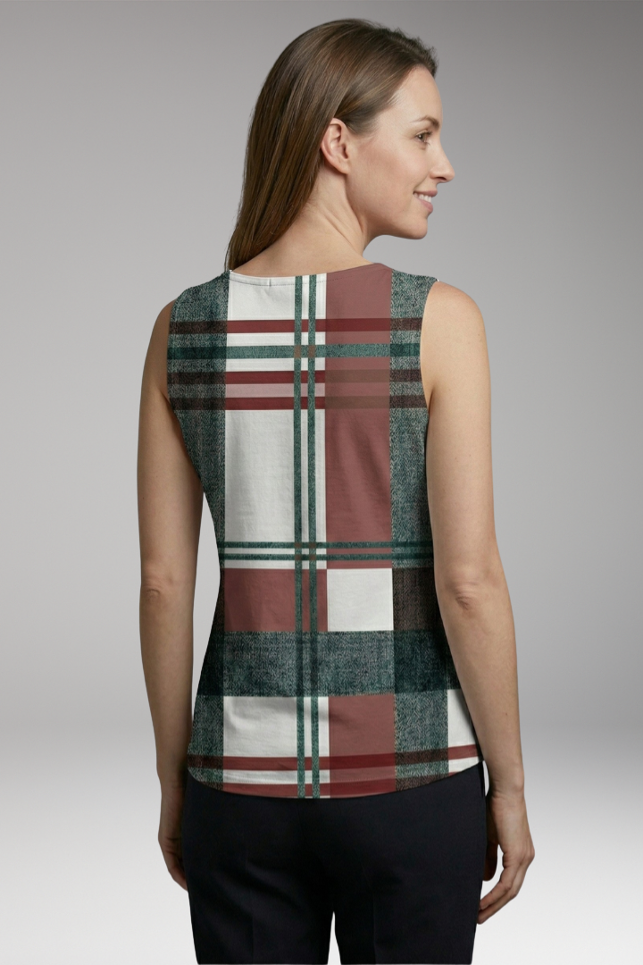 Women’s Sleeveless Top with V-Neck and Front Buttons