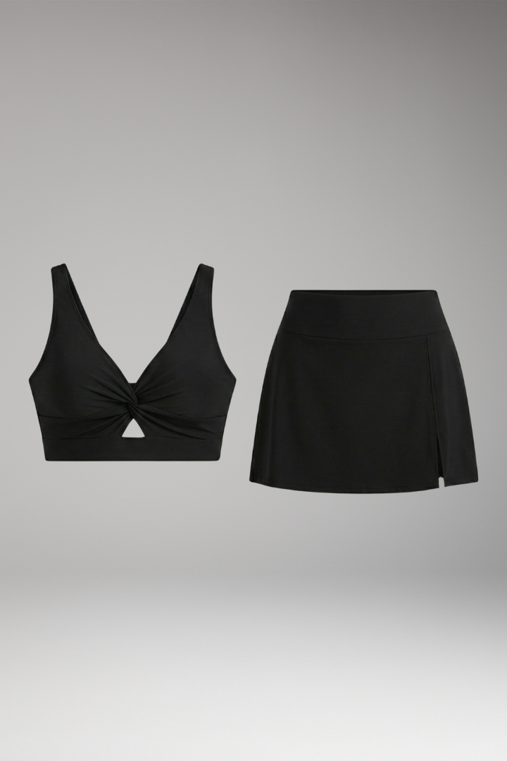 Women’s Sporty Bikini Set with Wrap Top and Skirt