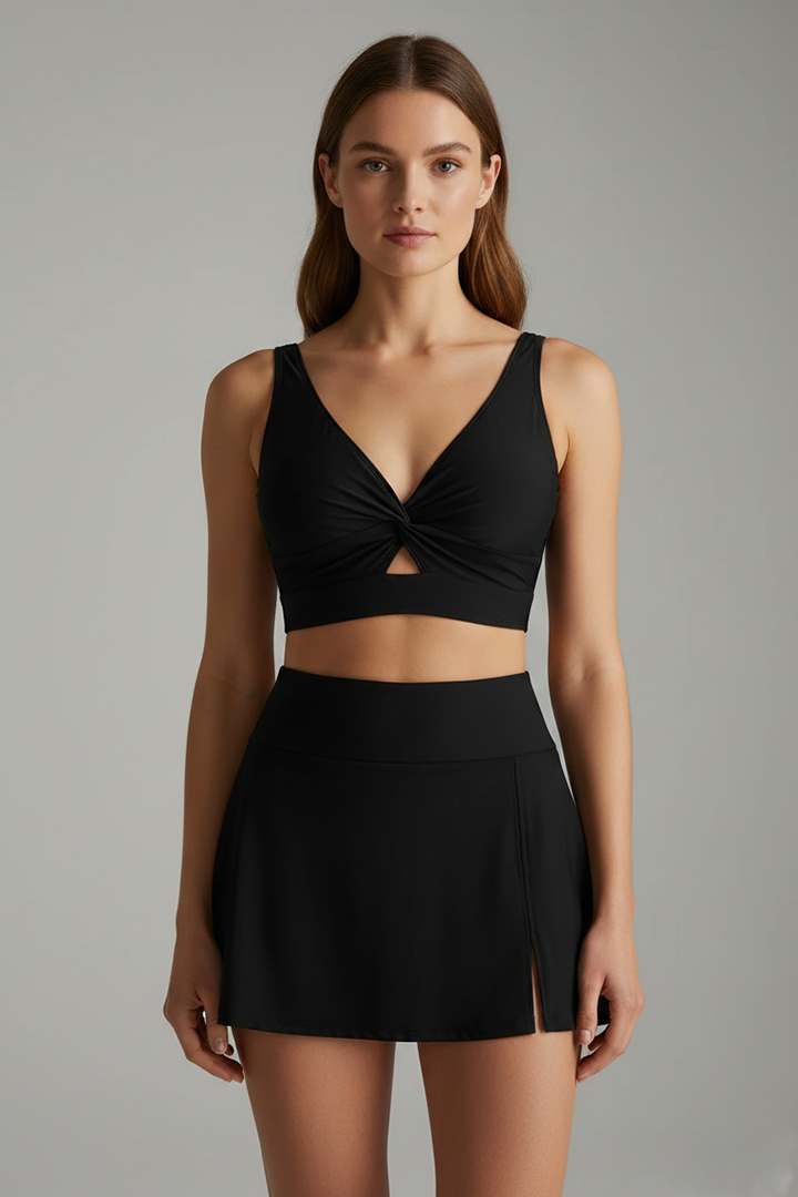 Women’s Sporty Bikini Set with Wrap Top and Skirt