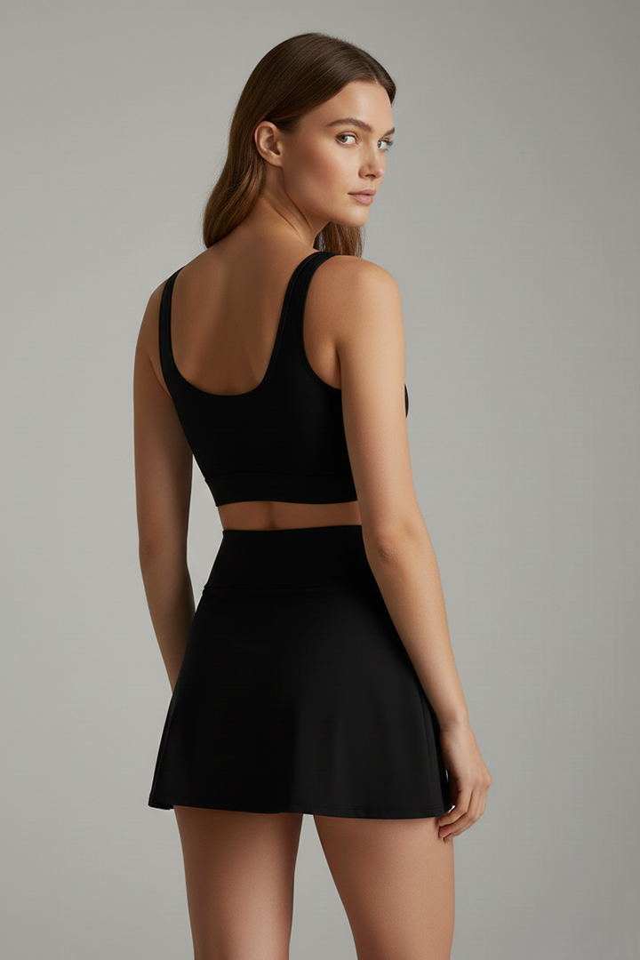 Women’s Sporty Bikini Set with Wrap Top and Skirt