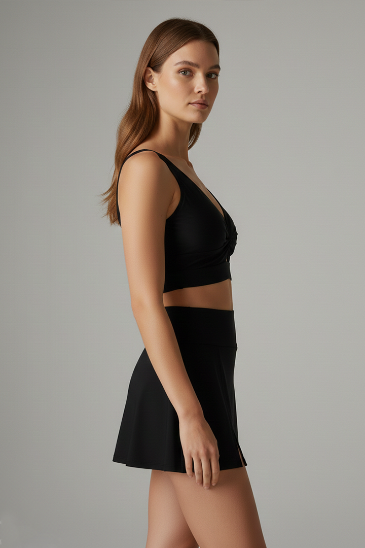 Women’s Sporty Bikini Set with Wrap Top and Skirt