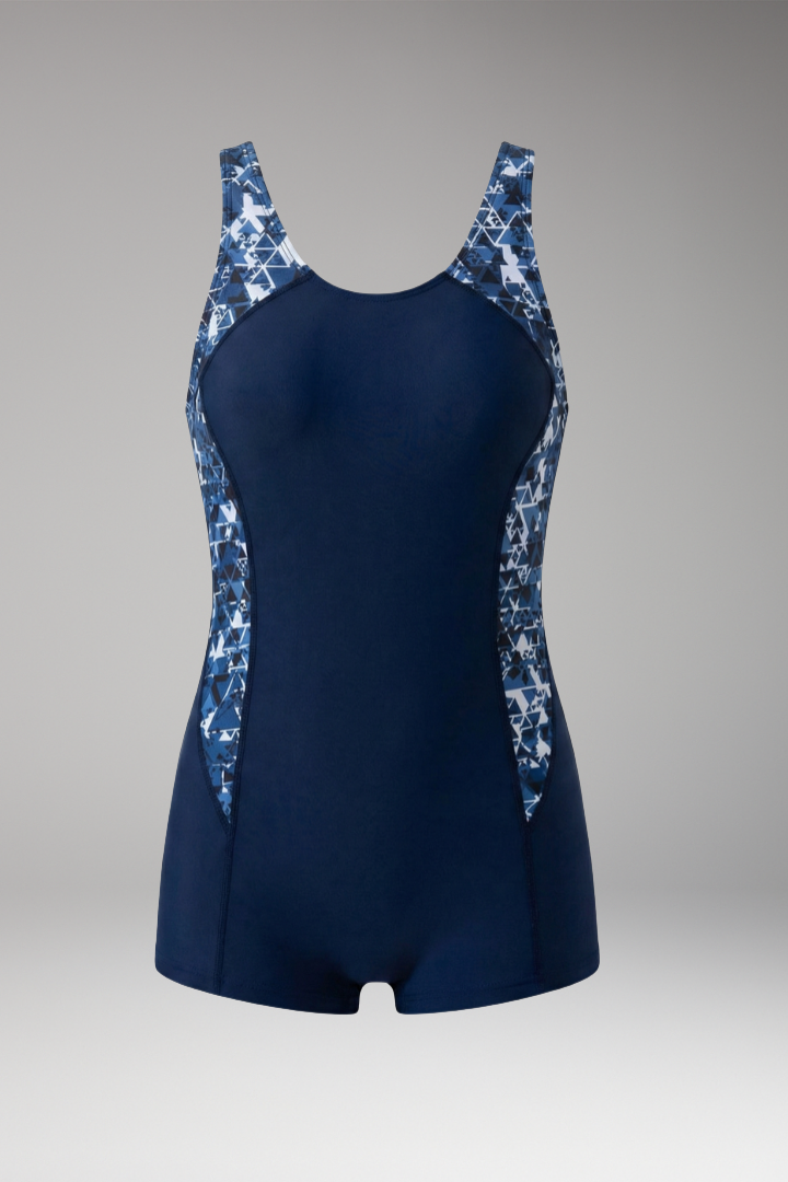 Women's Sporty Swimsuit Set with High Neck and Colourful Side Panels
