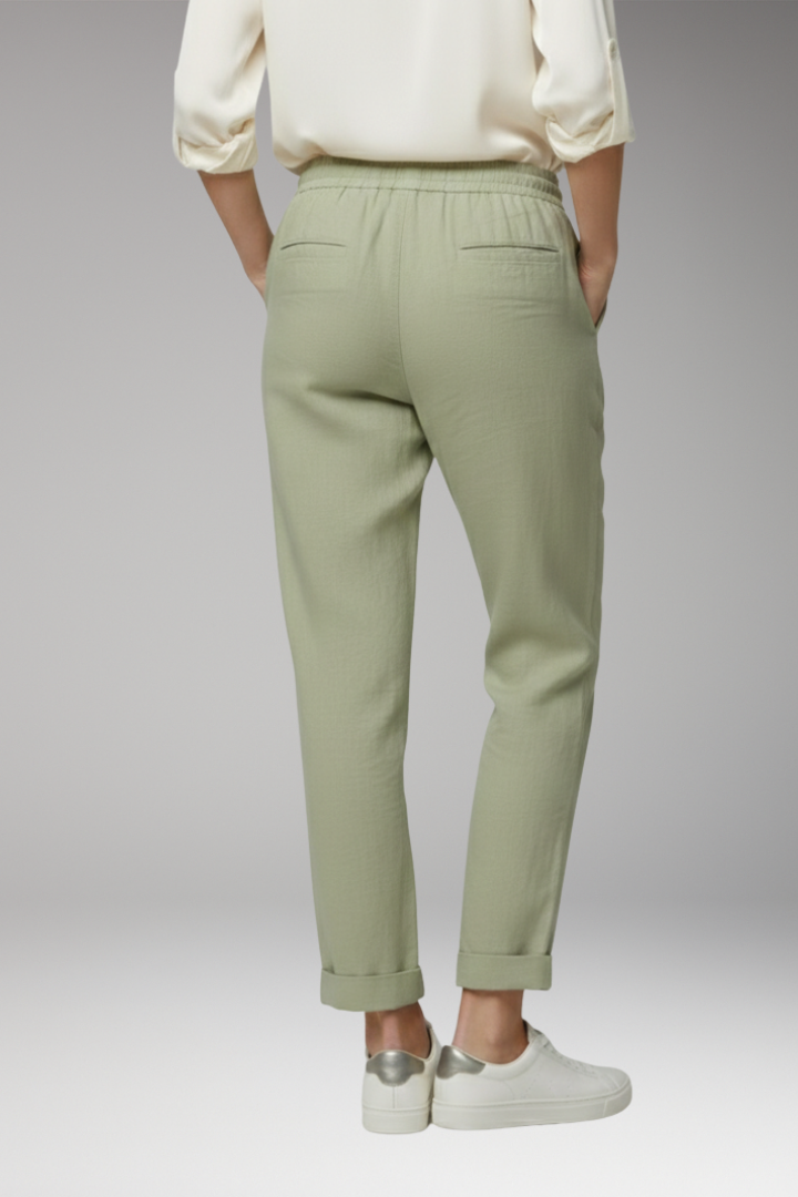 Women's Straight Leg Trousers with Drawstring Waist