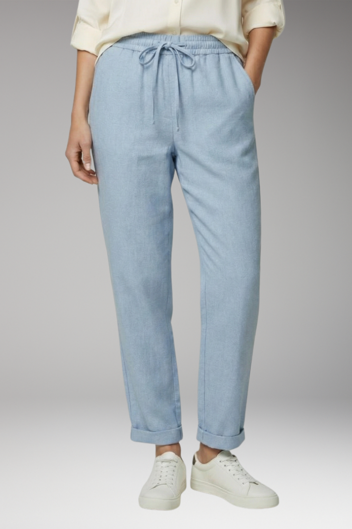 Women's Straight Leg Trousers with Drawstring Waist