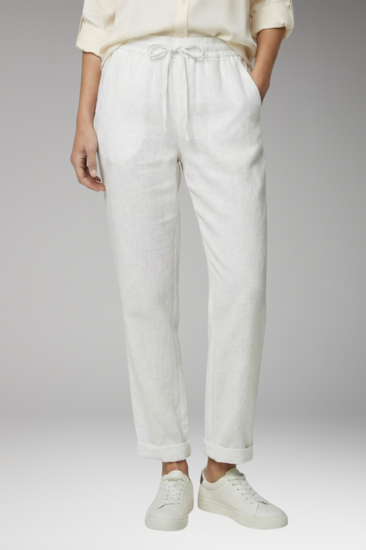 Women's Straight Leg Trousers with Drawstring Waist