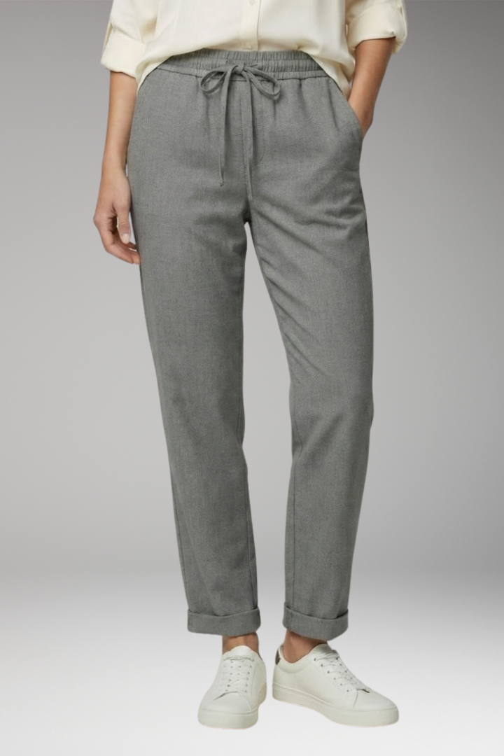 Women's Straight Leg Trousers with Drawstring Waist