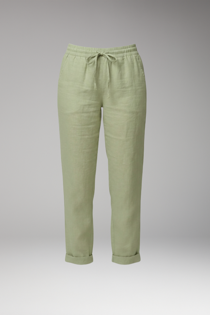 Women's Straight Leg Trousers with Drawstring Waist