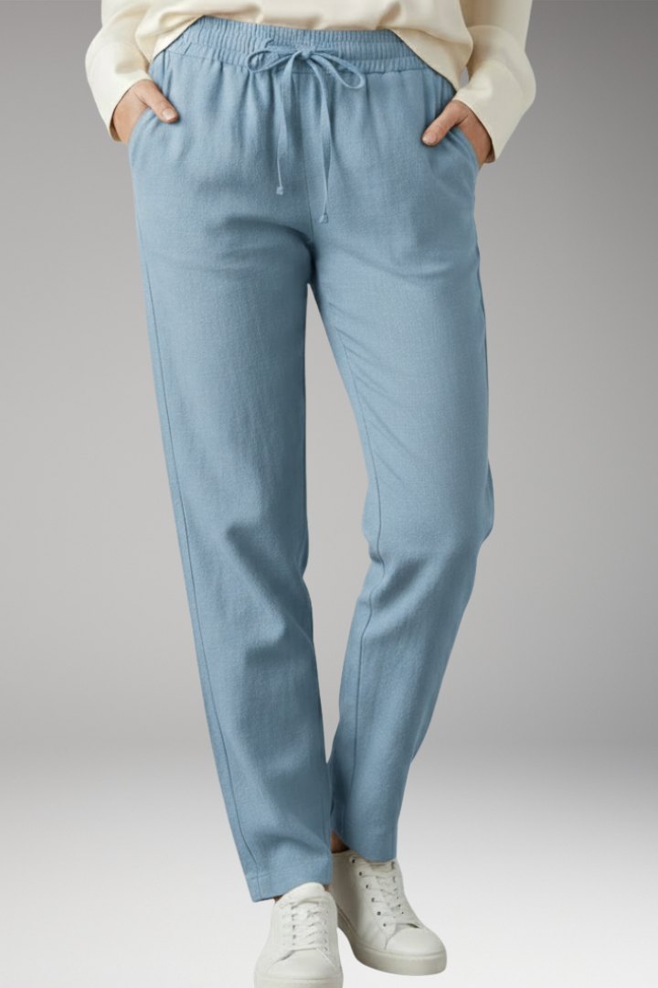 Women's Straight Leg Trousers with Elastic Waist
