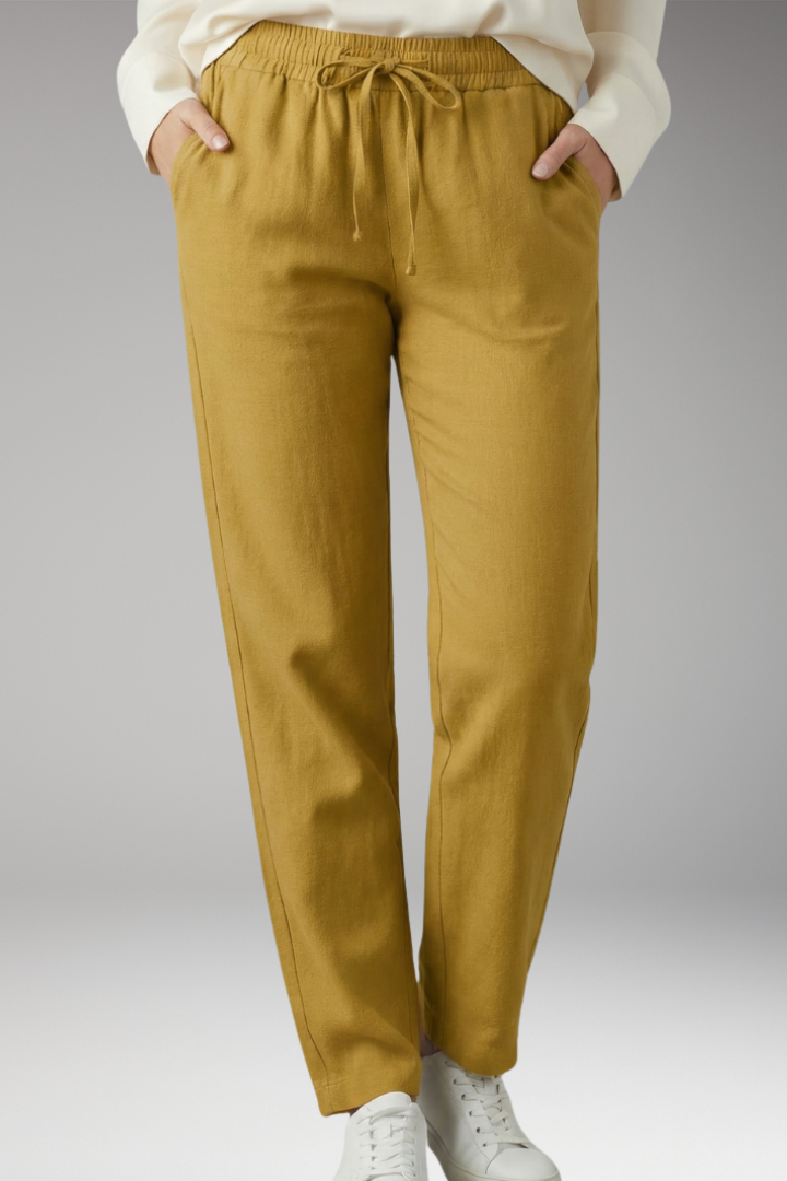 Women's Straight Leg Trousers with Elastic Waist