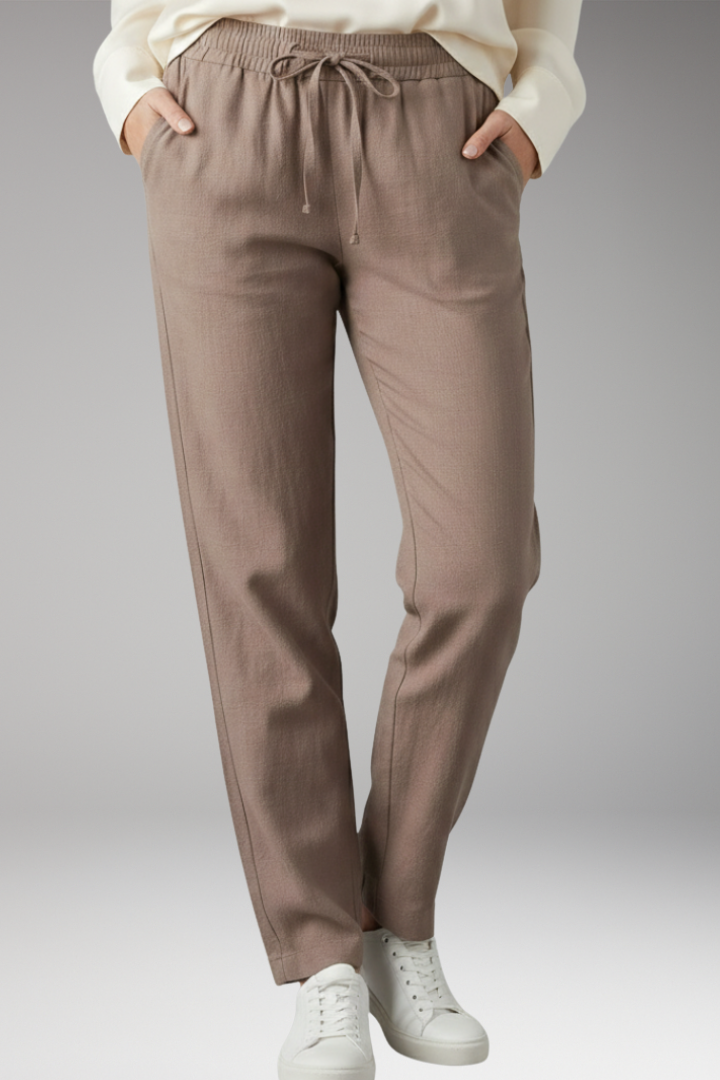 Women's Straight Leg Trousers with Elastic Waist