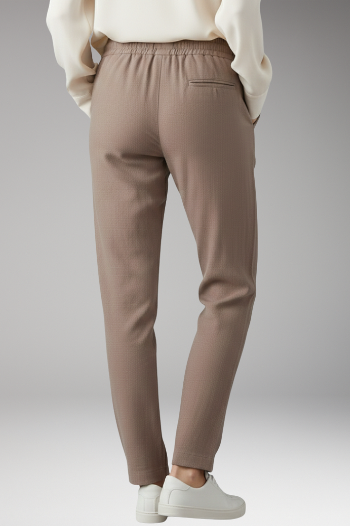 Women's Straight Leg Trousers with Elastic Waist