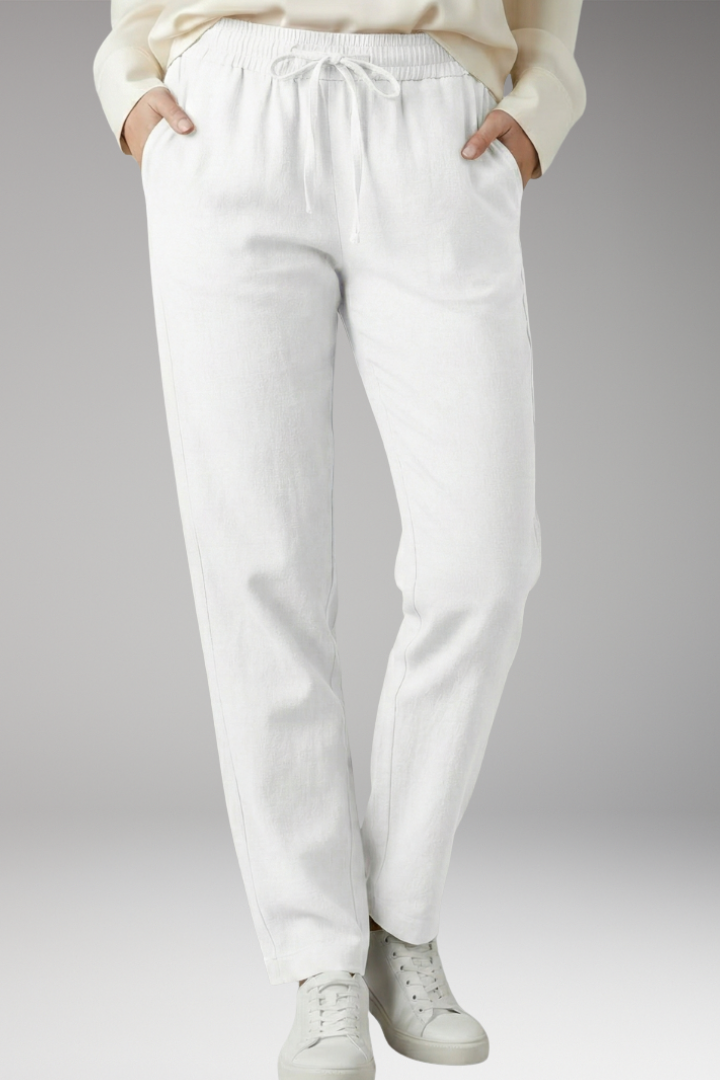 Women's Straight Leg Trousers with Elastic Waist