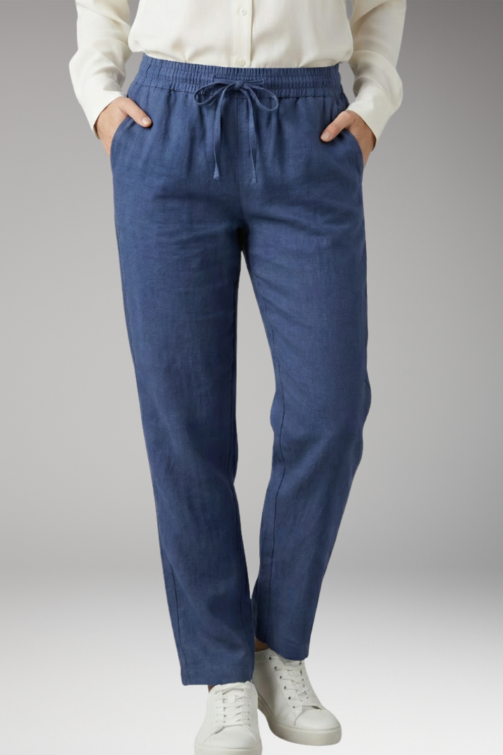 Women's Straight Leg Trousers with Elastic Waist