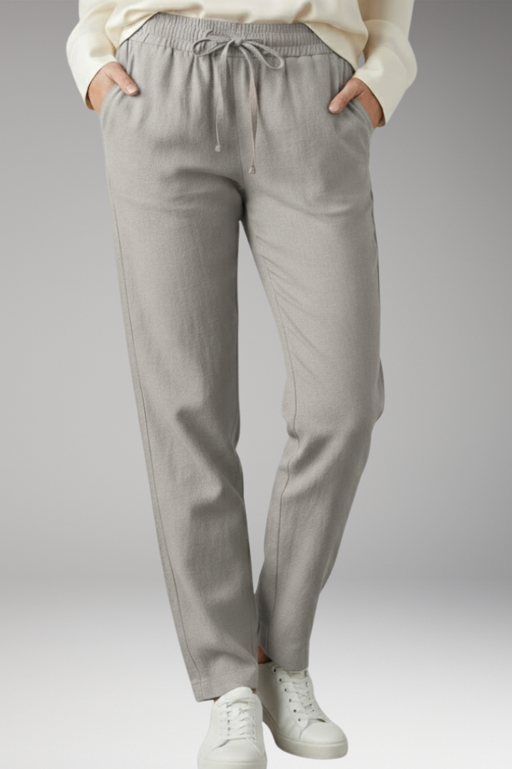 Women's Straight Leg Trousers with Elastic Waist