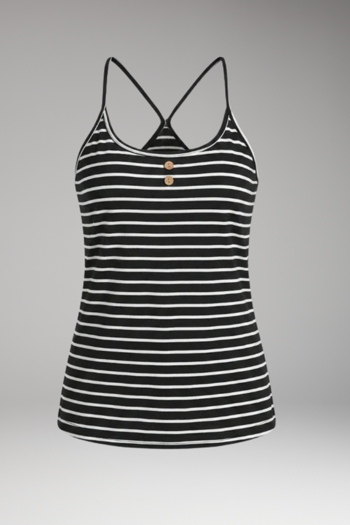 Women's Strap Top with Scoop Neck and Button