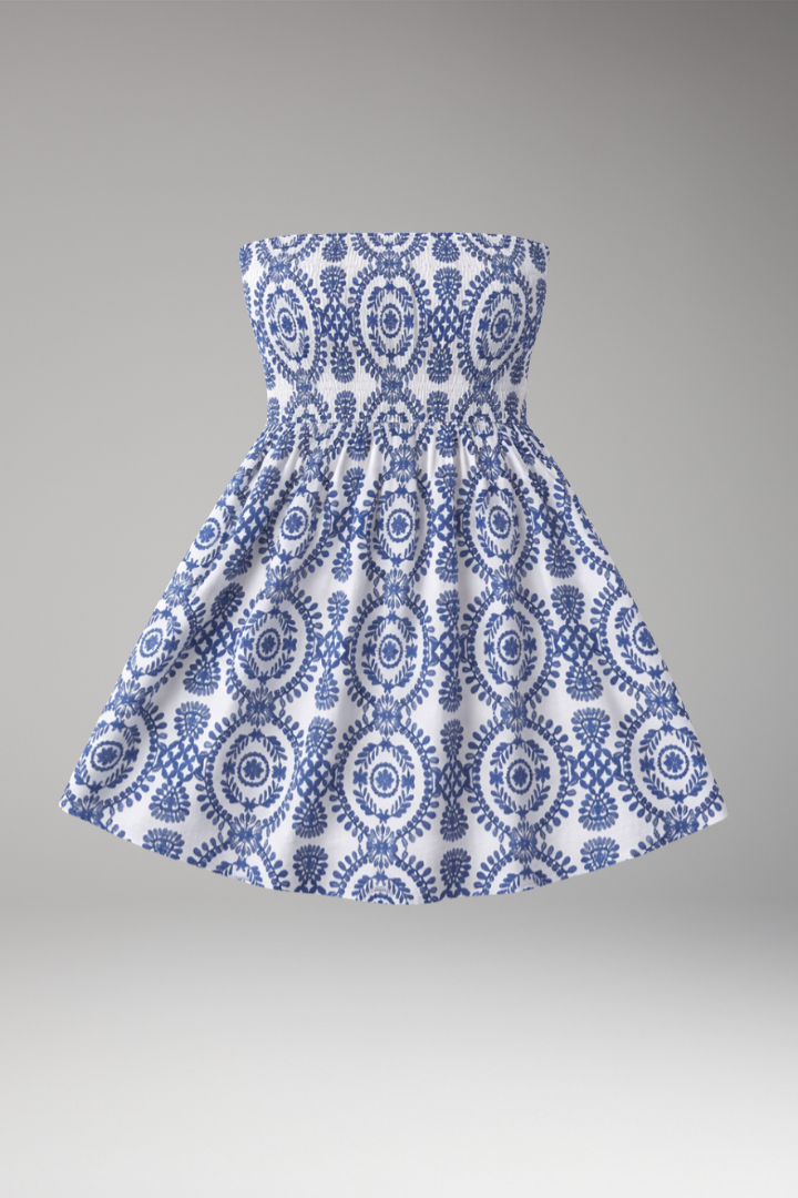 Women’s Strapless Dress with Elasticated Top and Floral Print