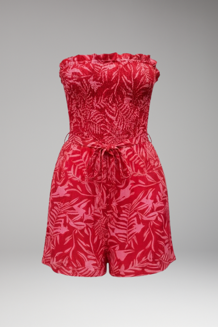 Women's Strapless Jumpsuit with Smocked Bodice