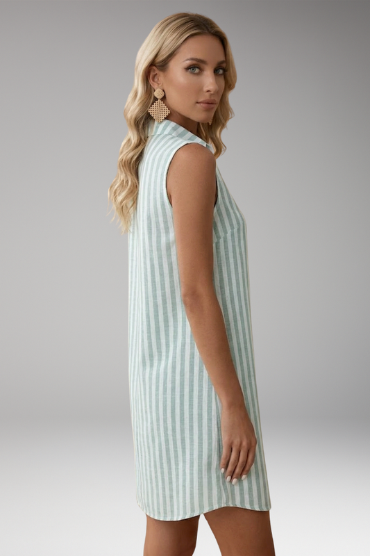 Women's Striped Shirt Dress with Button Front